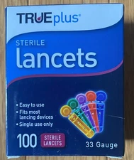 3 Boxes TRUEplus Universal Twist Top 33 Gauge Lancets - Box 100 Exp. 4/28