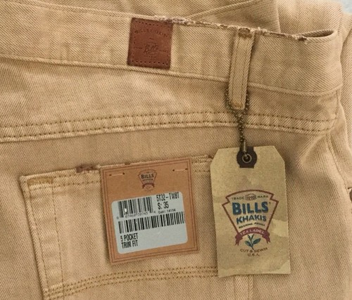 NWT Bills khakis 5S32-TWBT Cotton/polyester SZ 33x32 5-Pocket Standard Khaki$165 - Picture 2 of 3