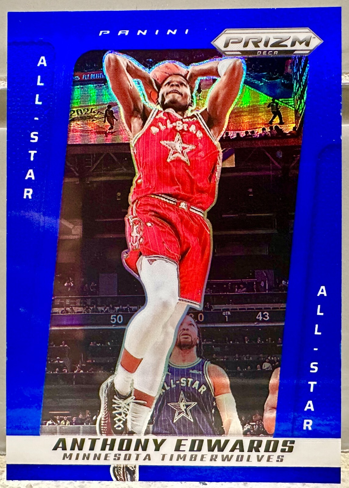 JERSEY # MATCH! 2024-25 Panini Prizm Deca Anthony Edwards Blue 5/149! ALL-STAR!