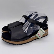 Mephisto Joy Sandals Women  s Size 10 EU 40 Black Leather Wedge