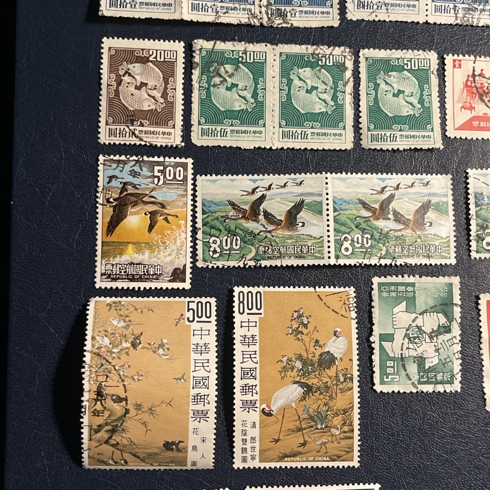 Taiwán 1968-1969 usado 23 estampillas, 1 bloque de 3, 3 bloques de 2, en buen estado, ver fotos Foto 4 de 4