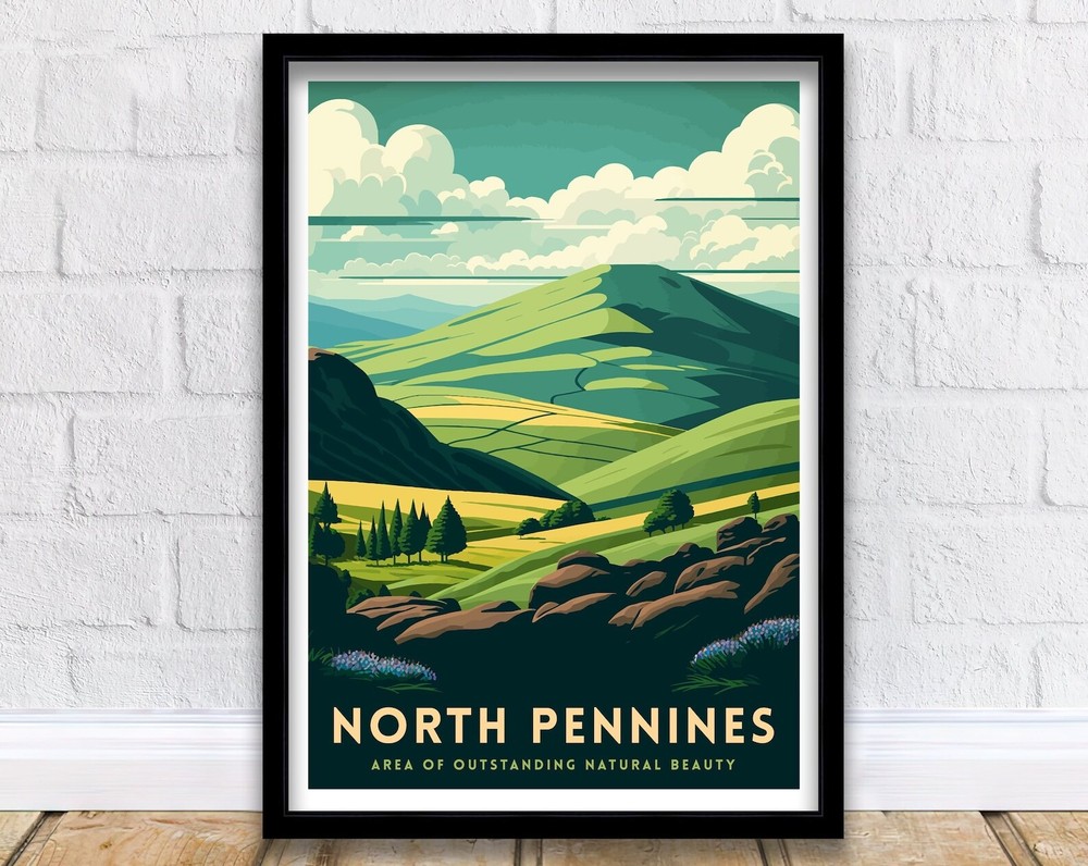 North Pennines Travel Print North Pennines Wall Art North Pennines Illustration