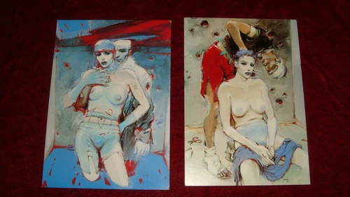 2 Cartes postales ENKI BIKAL galerie Desbois 10,5 x 15 cm année 1997