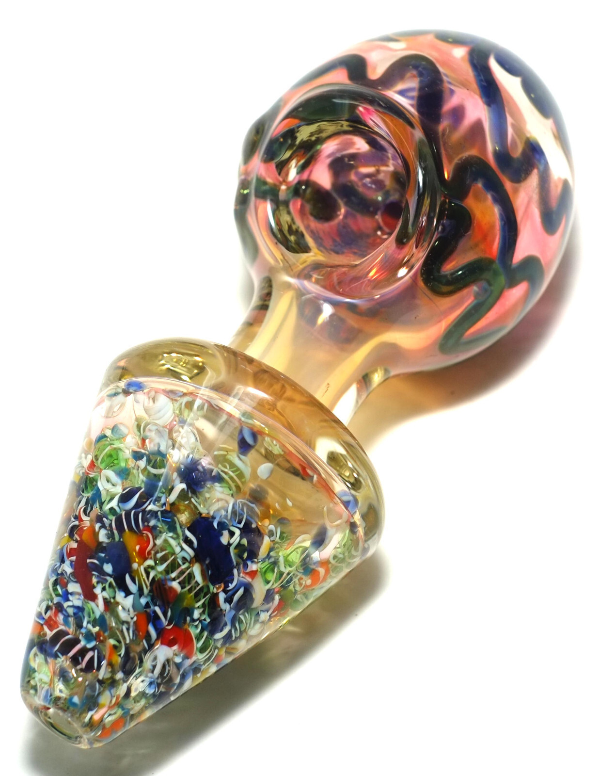 4" Thick Quality Heavy Glass Art TOBACCO  Smoking Hand Pipe