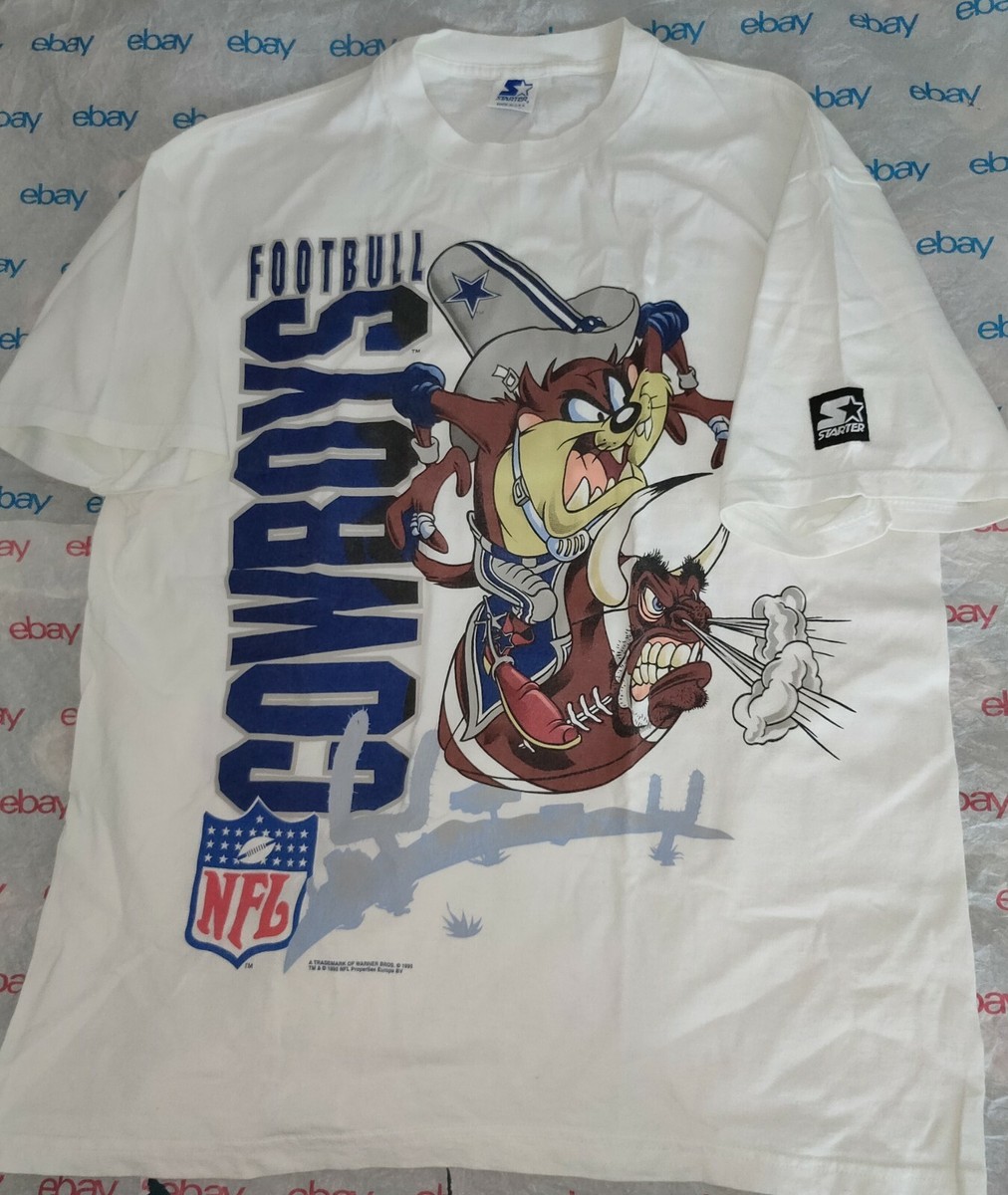 Vtg Starter 95 Warner Bros NFL Dallas Cowboys Taz Looney Tunes T