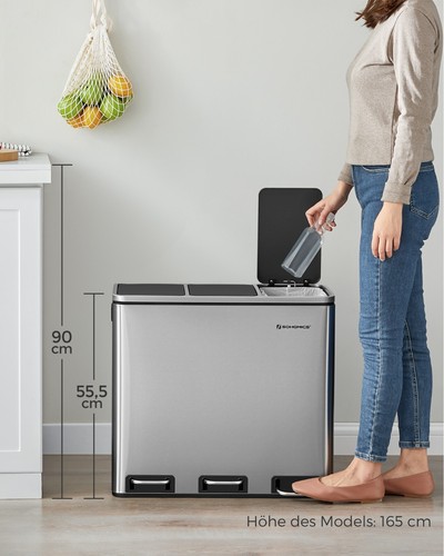 Mülleimer  Recycling Abfalleimer Papierkorb Mülltrenner Treteimer Küche SONGMICS - Bild 24 von 122