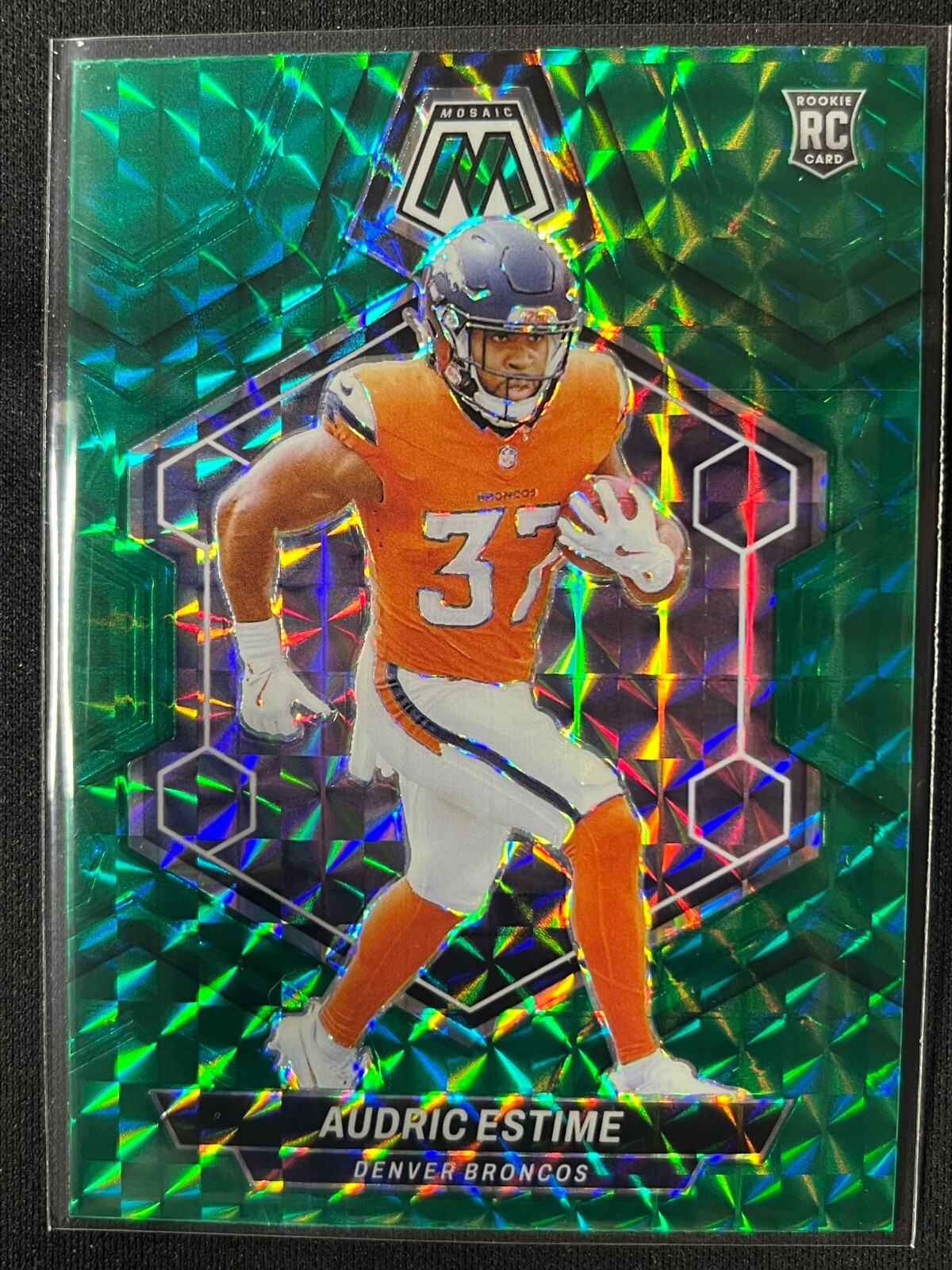 2024 Panini Mosaic Audric Estime Rookies Green Mosaic Prizm #392 Broncos