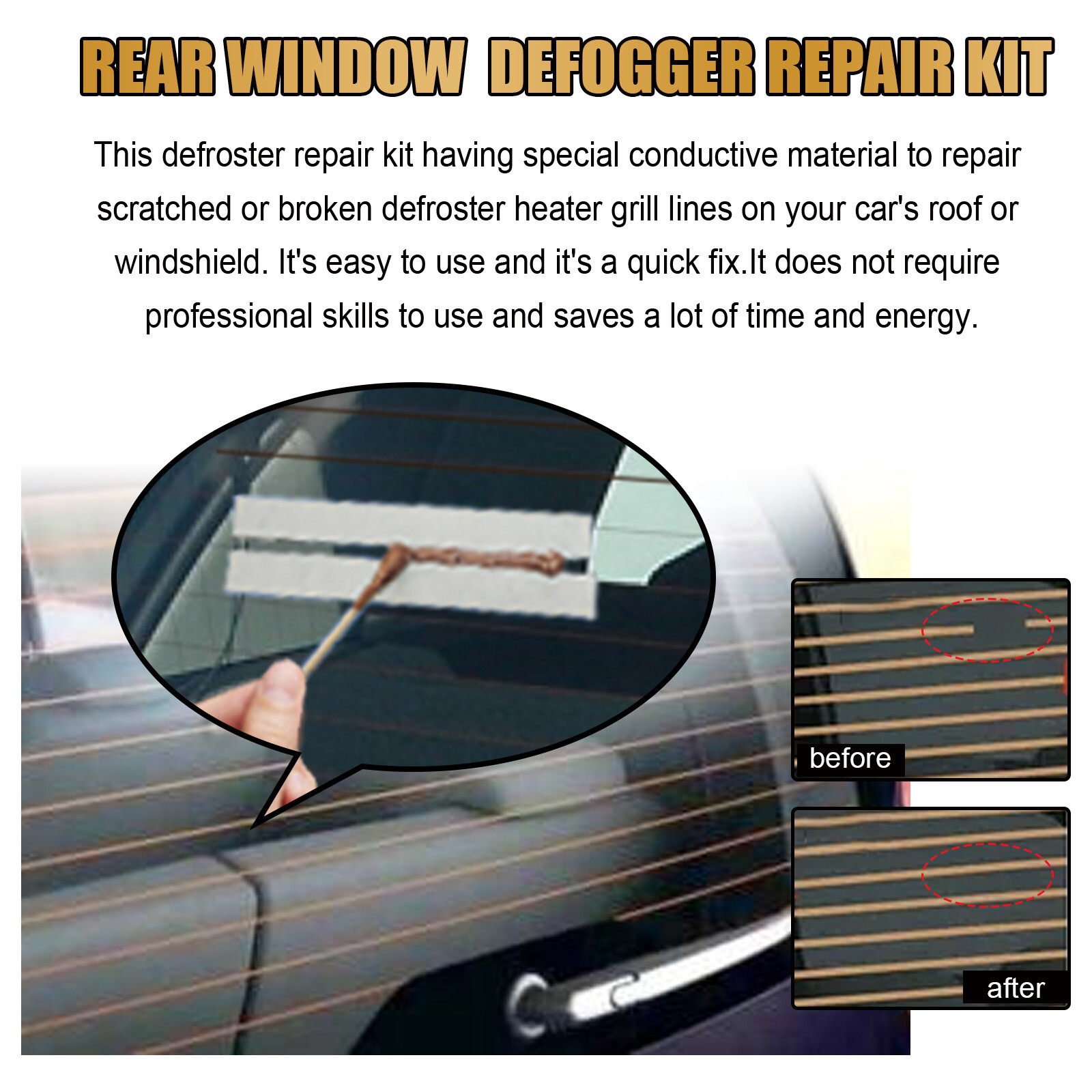 Conductive Rear Window Defroster Repair Kit Corrects Heater Grille Lines DIY eBay