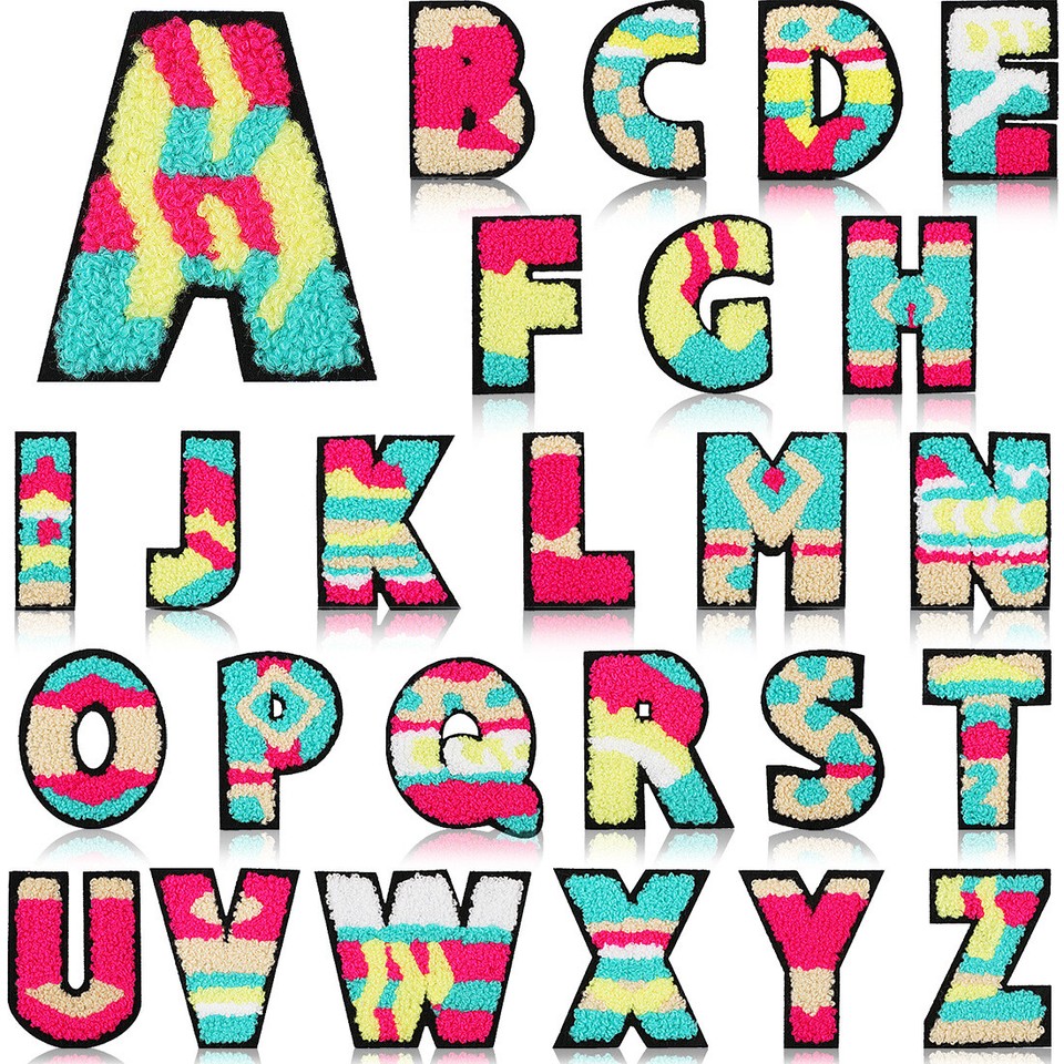 1set AZ 7cm Towel Embroidery Letter Patches Appliques Cloth Stickers