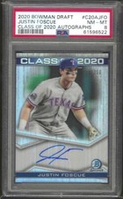 JUSTIN FOSCUE 2020 BOWMAN CHROME CLASS OF 2020 PROSPECT AUTO /250 PSA 8 POP 1