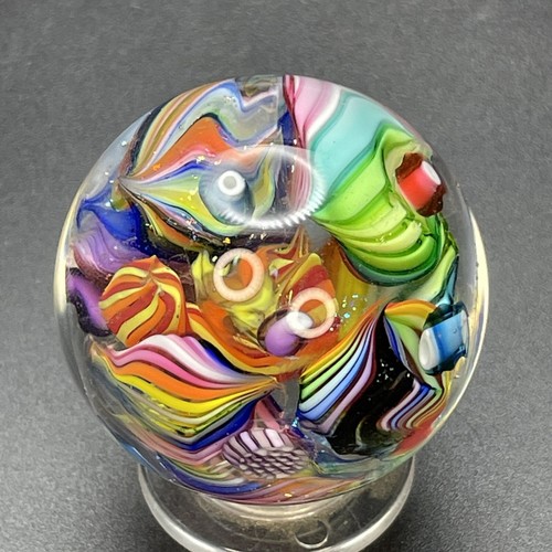 Eddie Seese Dichroic Jellyfish Fields Contemporary Art Glass Marble 1-1/2” - Picture 3 of 12