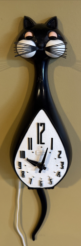 Vintage 50's Spartus Black Cat Wall Clock Eyes Blink Time & Tail Work Classic - Picture 3 of 17