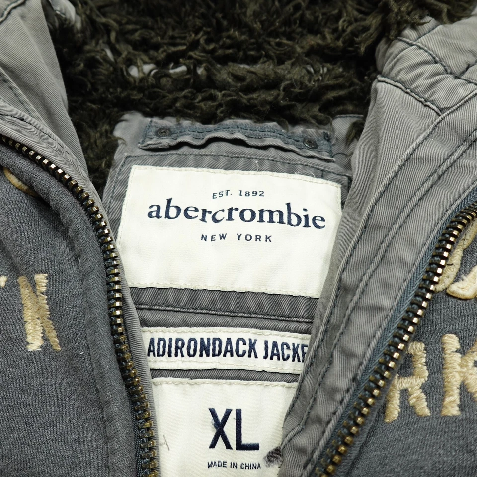 Chaqueta Abercrombie Adirondack Mujer XL Gris Con Capucha Peso Pesado Sudadera con Capucha Sherpa Foto 2 de 4