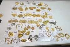HUGE assort Vtg Miriam Haskell Large Flower Jewelry Design Stampings Findings 68