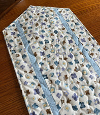 Handcrafted-Quilted Table Runner-Spring is Almost Here Blue White Floral NEW2025