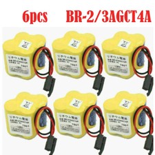 6pcs BR-2/3AGCT4A BR2/3AG BR2/3AGCT4A Battery for FANUC A98L-0031-0025 w/ Plug