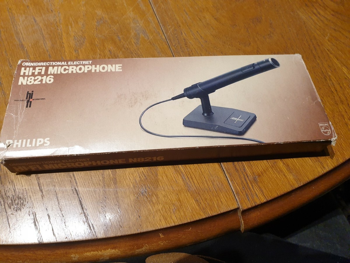 Microphone Vintage Philips N8216 – Hi-Fi, Sur Pied, En Boîte, Excellent état