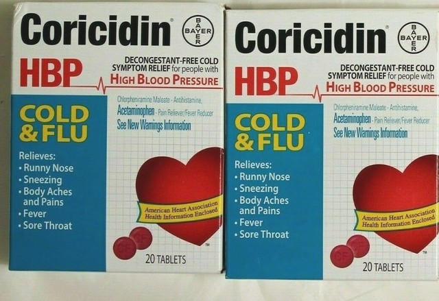 Coricidin HBP Chest Cold & Flu Relief 20 Count for sale