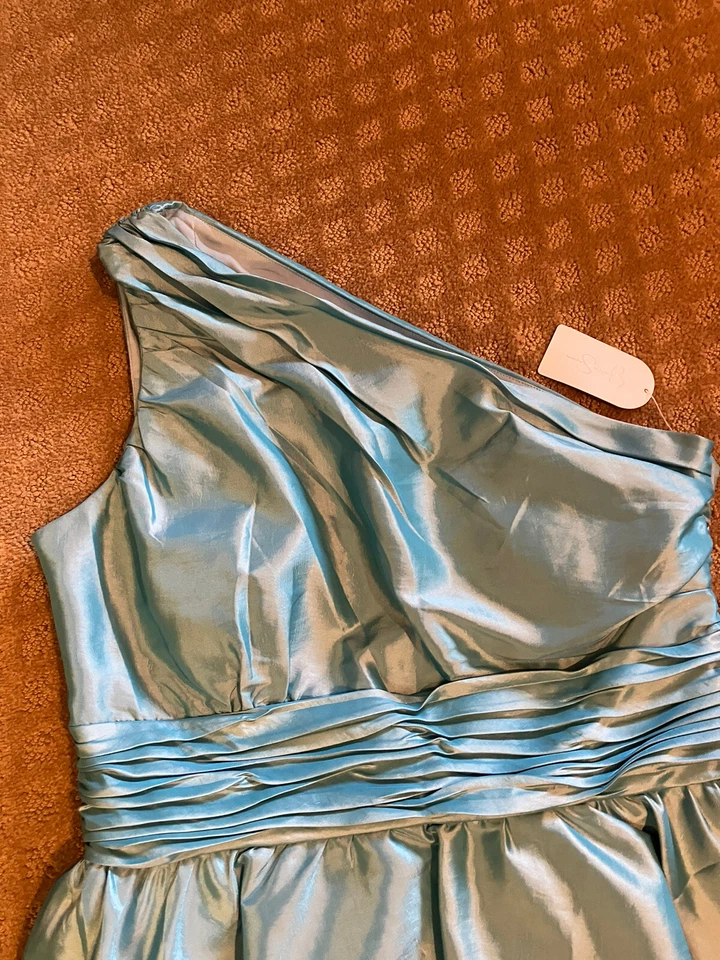 Nuevo con etiquetas Vestido de Cóctel Aqua Peplum Un Hombro Formal Boda Jessica Simpson Talla 12 Foto 3 de 4