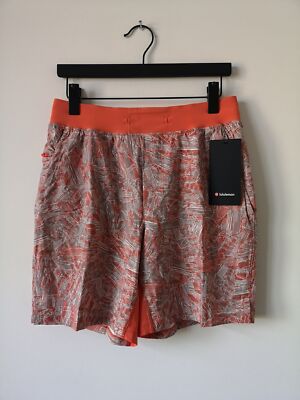 NWT LULULEMON PLVC Orange Multi T.H.E. Shorts 7'' Linerless Men's Large