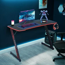 47" Gaming Desk PC Computer Table Office Home Ergonomic Z Shaped Table w/ Hook