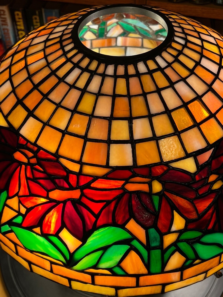 Antique Tiffany Studio Reproduction Poinsettia Lamp Arrowhead