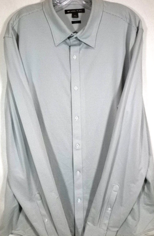 Michael Kors-Mens Long Sleeve Performance Button-Down Shirt-2XL XXL-Lite Gray - Image 4 of 4