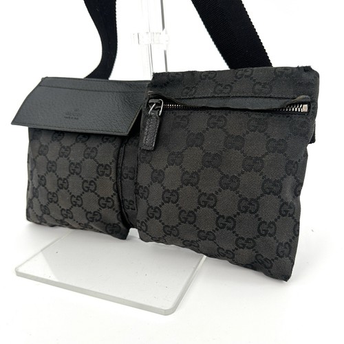 GUCCI cross body bag black canvas authentic from Japan