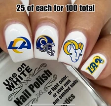 LA Rams NFL Football Waterslide Nail Decals Setof 100 Instructions