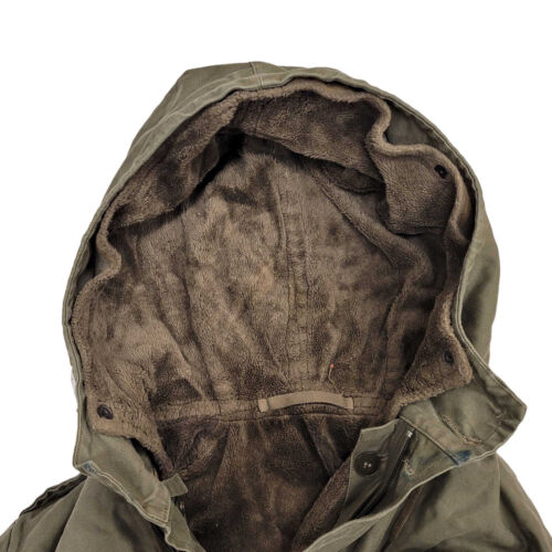German Parka Original Army Surplus Military Winter Warm Fleece Hooded Coat Olive - Picture 4 of 7