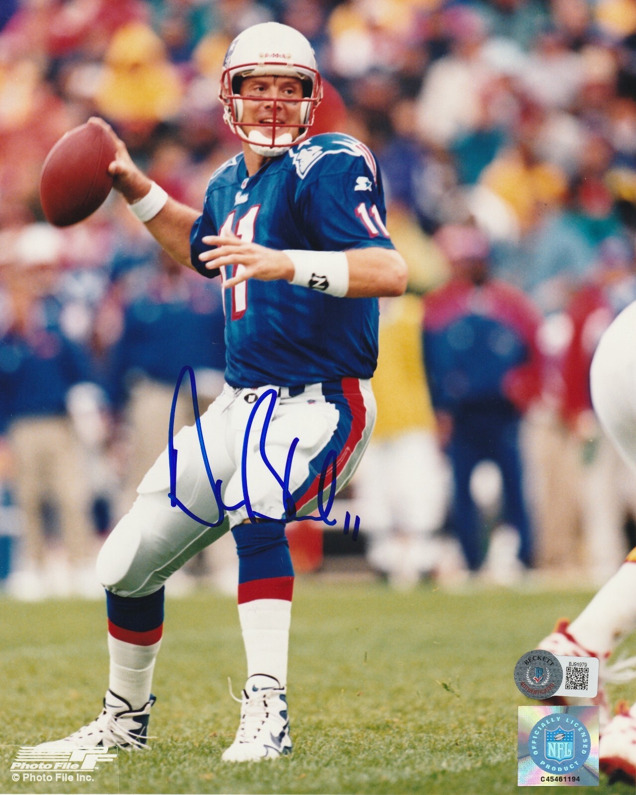 Drew Bledsoe Autographed Signed New England Patriots 8x10 PHOTO Beckett Auth (BAS) 