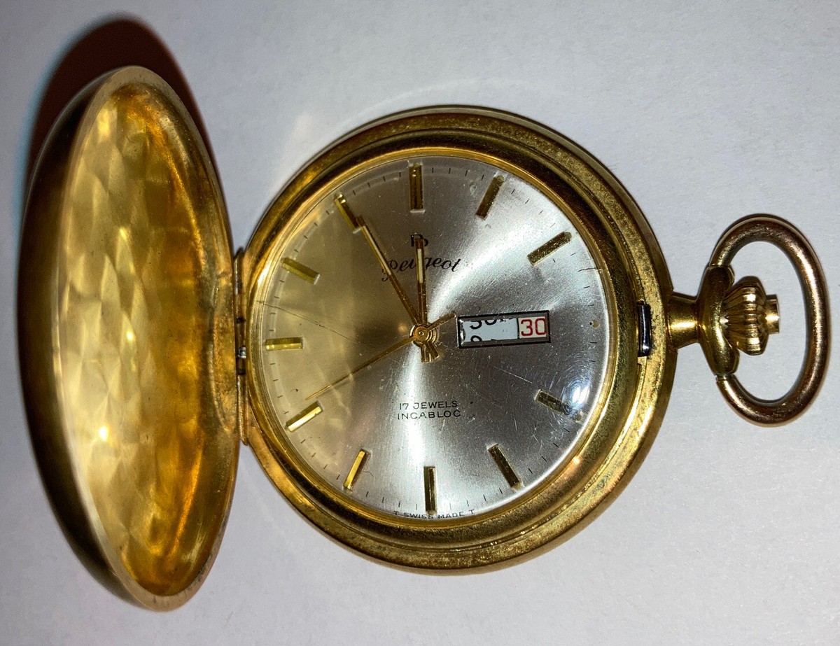 vintage Paul Peugeot Swiss 17 jewels incabloc date pocket watch | eBay