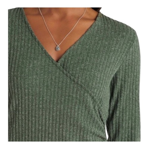 Nine Britton Dress Womens 3XL Mariah Green Ribbed Wrap Dress Long Sleeve V-Neck - Picture 5 of 7