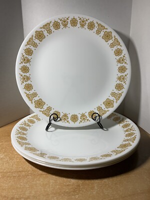4 Corning CORELLE Butterfly Gold Dinner Plates 10.5''