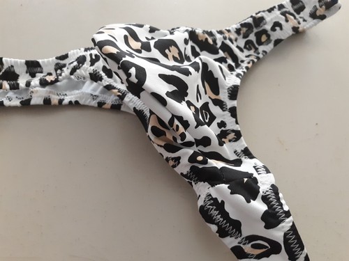 Herren Rio Tasche Tanga Slip weiß Leopard maßgeschneidert s m l oder xl USA Badeanzug - Bild 2 von 2