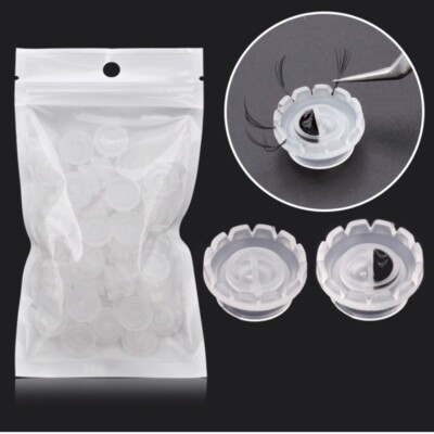 100pcs Eyelash Extension Glue Holder Cups Grafting Quick Blossom Lash Adhesive