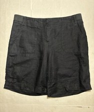 J Jill Shorts Linen Pockets Pull On Black Size 10 EUC