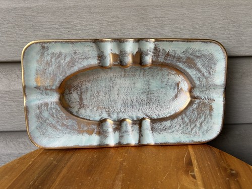 Vintage MCM Stangl Antique Gold Long Ceramic Ashtray Smoking Tray 5004 12"