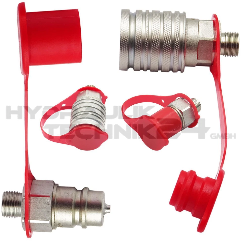 HYRDRAULIKTECHNIK24 GMBH 2 x Hydraulik Kupplung 12-L Stecker Muffe Traktor Lader