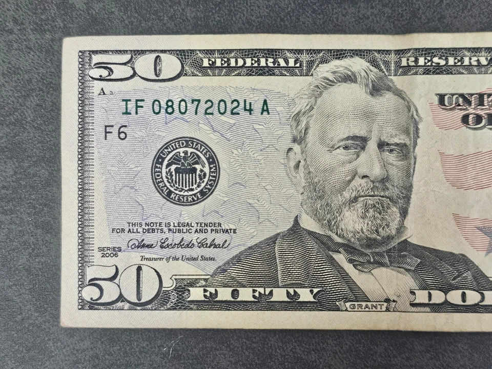 Birthday/ Anniversary $50 50 Dollar Note 08/07/2024  Federal Reserve 2006 - Image 2 of 4