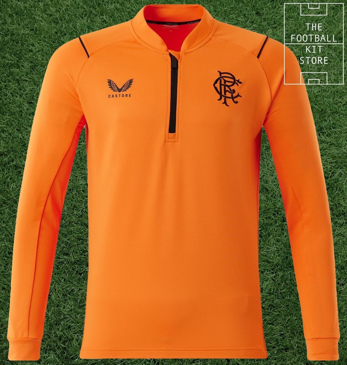 Rangers 1/4 Zip Training Top Glasgow Rangers Orange Black