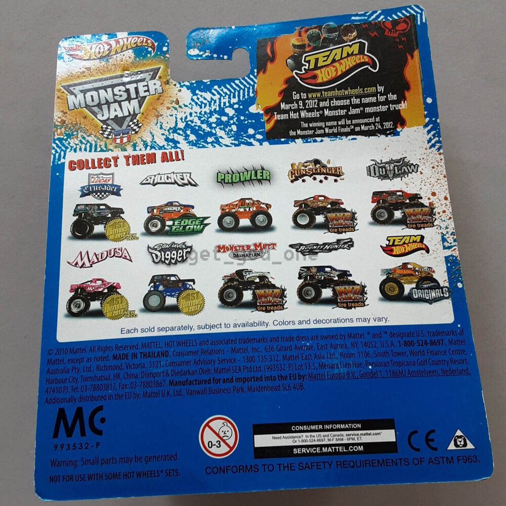 Hot Wheels Monster Jam LUCAS OIL CRUSADER Truck TOPPS Card 1:64 2012 1st Edition