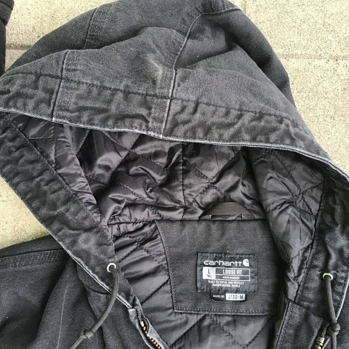 Carhartt Men Large Tall Loose Fit Black Duck Insulated Hooded