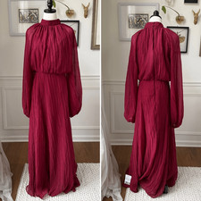 NWOT ASOS Design High Neck Crinkle Maxi Dress Blouson Sleeve 12