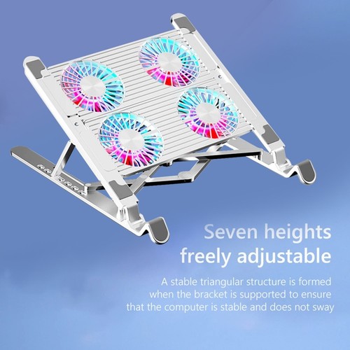 Support de Refroidissement Ordinateur Portable Pliable Ordinateur Portable Cooling Pad avec 4 Ventilateurs Silencieux RGB pour2465 - Photo 3/6