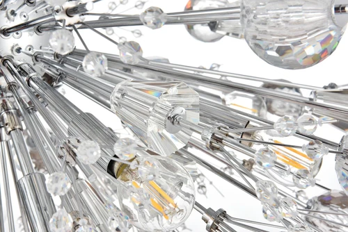 Elegant Lighting Vera 36" Crystal Starburst Oval Pendant In Chrome - Picture 6 of 9