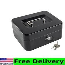 Compact Safe for Bills & Coins - Key Lock Box with Durable Steel Construction