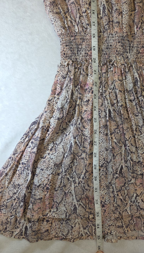 Rails Karla Aquarell Schlangenmuster gesmokte Taille Rüschen Minikleid Gr. M Pastell - Bild 9 von 13