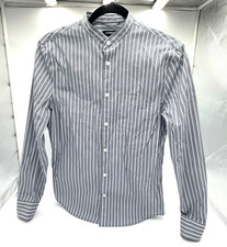Express Men  s Slim Fit Striped Dress Gray Blue Shirt Cotton Blend Size X-Small