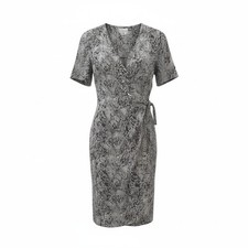 Adrianna Papell 100 Silk Snake Skin Print Short Sleeve Wrap Dress Women's 14